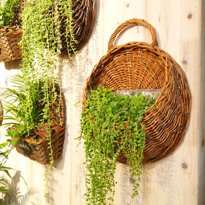 Handmade Wicker Rattan Wall Planter 1 Handmade Wicker Rattan Wall Planter