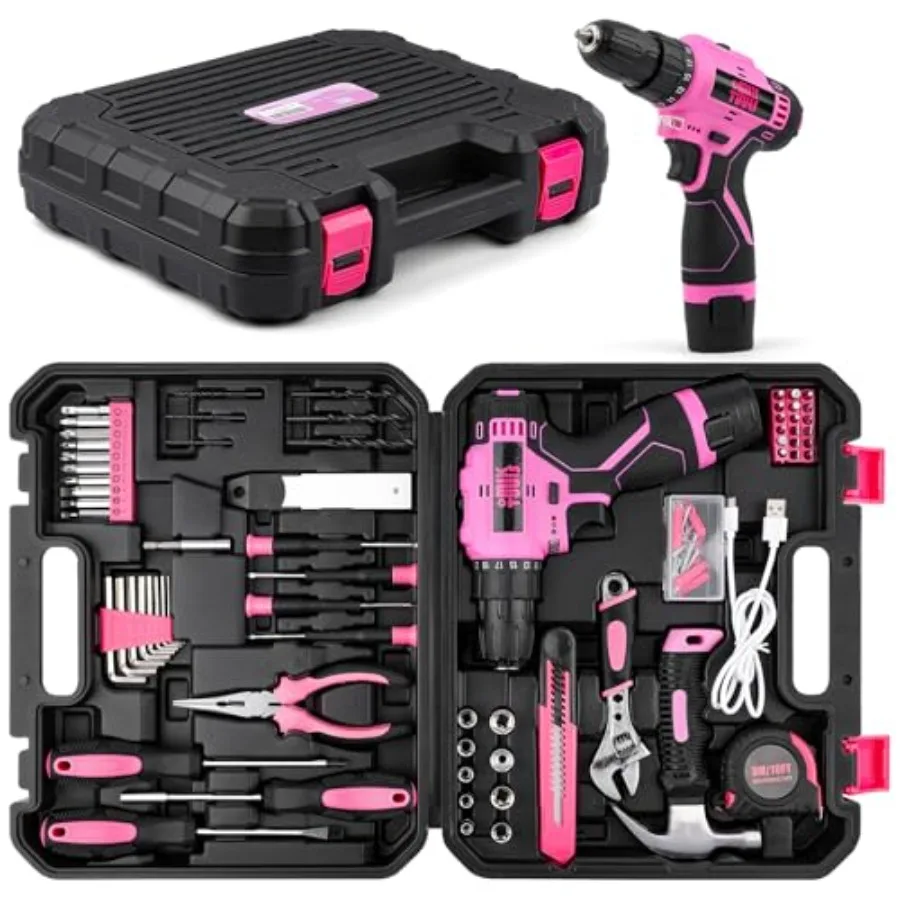 Pink Cordless Drill Set for Women 1 Pink Cordless Drill Set