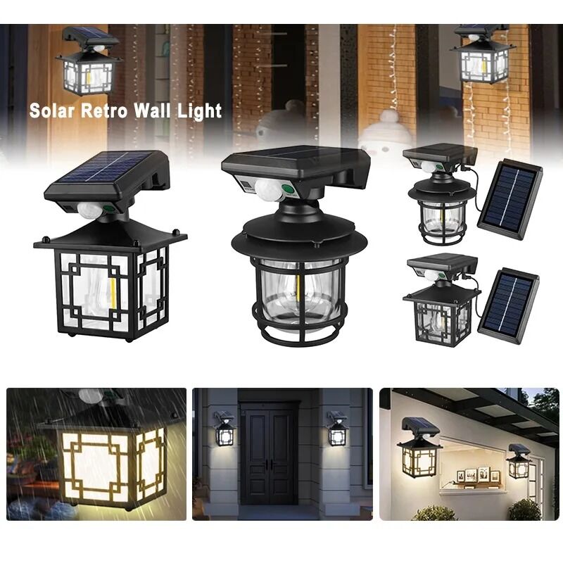 Retro Solar Wall Lamp – IP65 Waterproof Outdoor Light with Motion Sensor 1 Retro Solar Wall Lamp