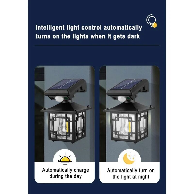 Retro Solar Wall Lamp – IP65 Waterproof Outdoor Light with Motion Sensor 4 Retro Solar Wall Lamp – IP65 Waterproof Outdoor Light with Motion Sensor - Image 4
