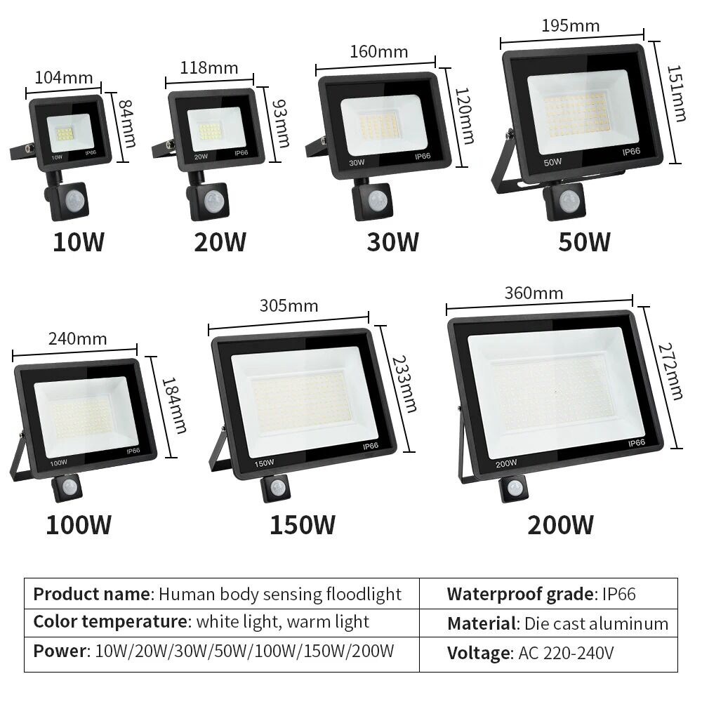 200W LED Floodlight with PIR Motion Sensor 3 200W LED Floodlight with PIR Motion Sensor - Image 3