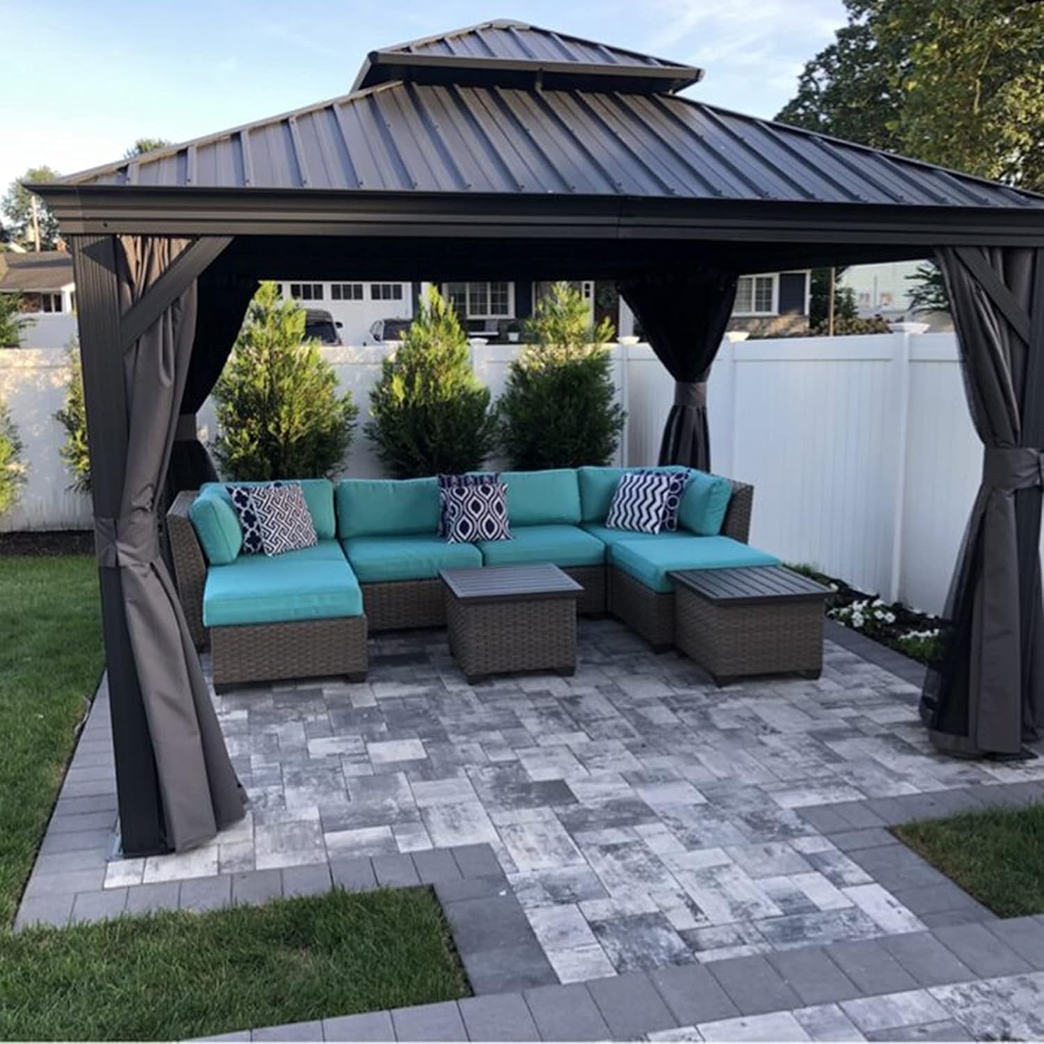 Hardtop Outdoor Gazebo with Curtains for Patio & Backyard 1 Hardtop Outdoor Gazebo