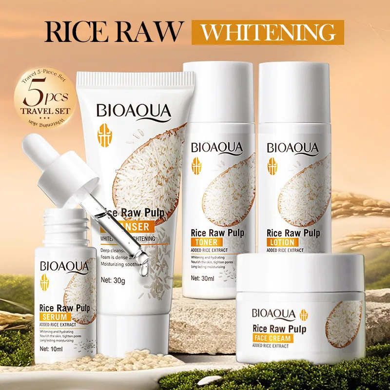 BIOAQUA Rice Raw Pulp 5-Piece Brightening & Hydrating Skincare Set 2 BIOAQUA Rice Raw Pulp 5-Piece Brightening & Hydrating Skincare Set - Image 2