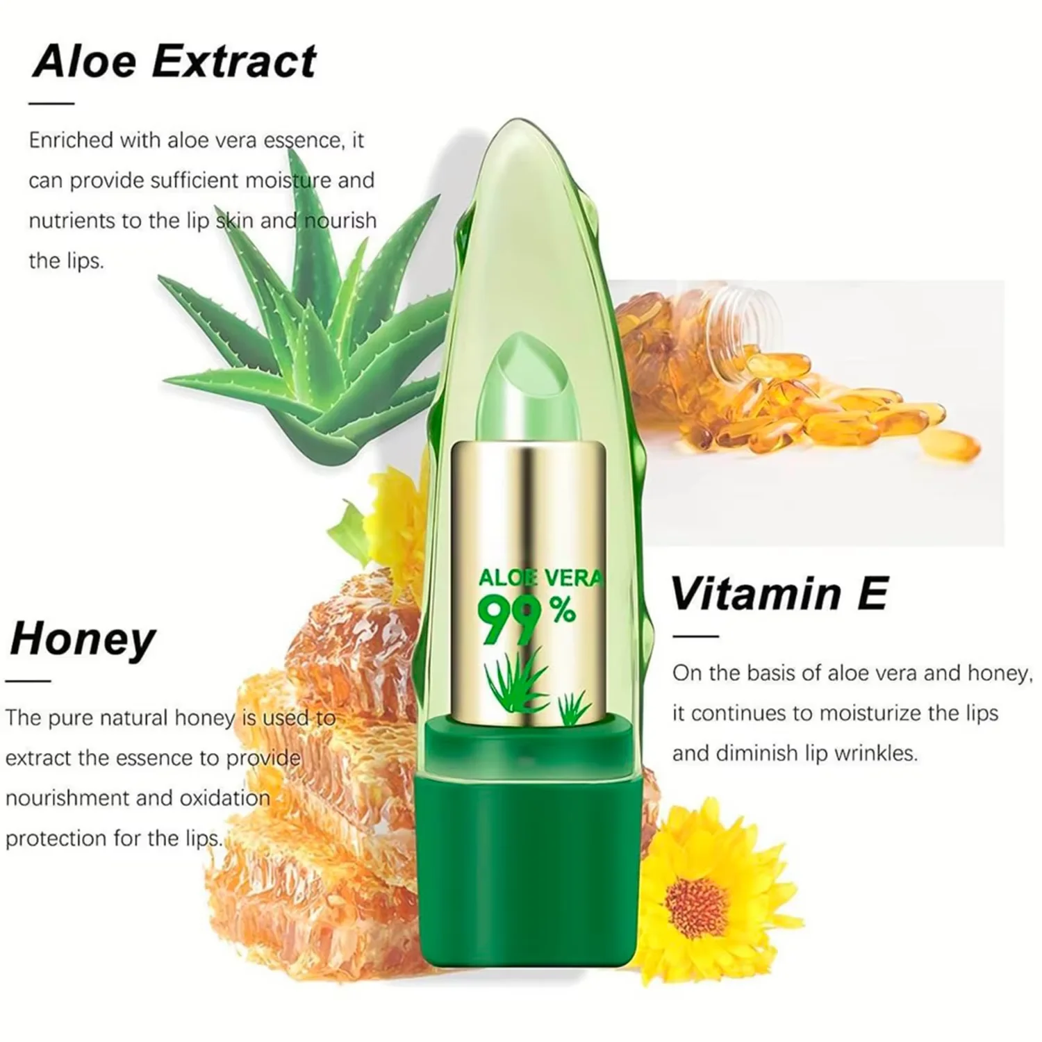 Aloe Vera & Vitamin E Color Changing Lip Balm 1 Aloe Vera & Vitamin E Color Changing Lip Balm